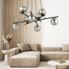 Suspension Design Essa Métal 8 lampes Boules Déportées Argentées Style Moderne 