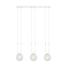 Suspension Design Glam Métal 3 lampes Boules Filiformes Blanches Style Chic 