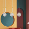 Suspension Design Glam Métal 3 lampes Boules Filiformes Blanches Style Chic 