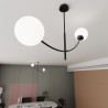 Plafonnier Design Hunter Métal 2 lampes Boules Blanches Style Chic 