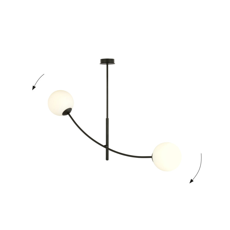 Plafonnier Design Hunter Métal 2 lampes Boules Blanches Style Chic 