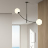 Plafonnier Design Hunter Métal 2 lampes Boules Blanches Style Chic 