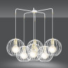 Suspension Design Albio Métal  6 lampes Rondes Cages Blanches Style Moderne 