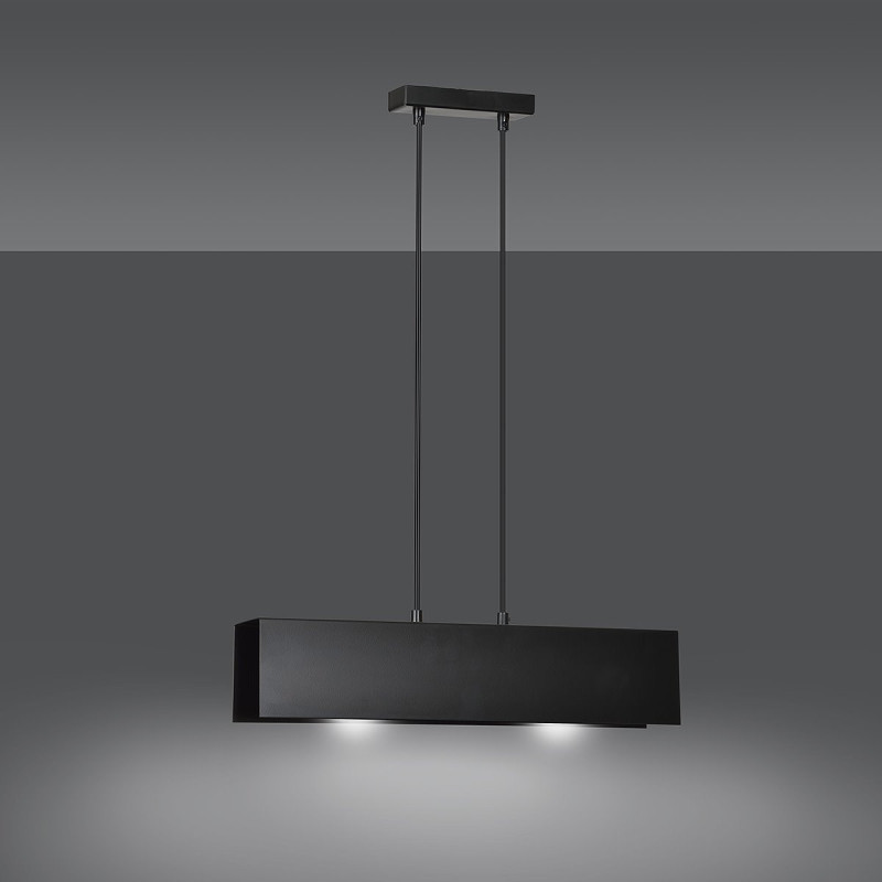 Suspension Design Gentor Métal 2 lampes Rectangles Noires Style Minimaliste 