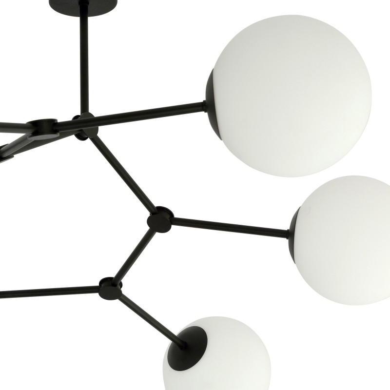 Plafonnier Design Space Métal 6 lampes Boules Destrucutré Blanches Style Chic 