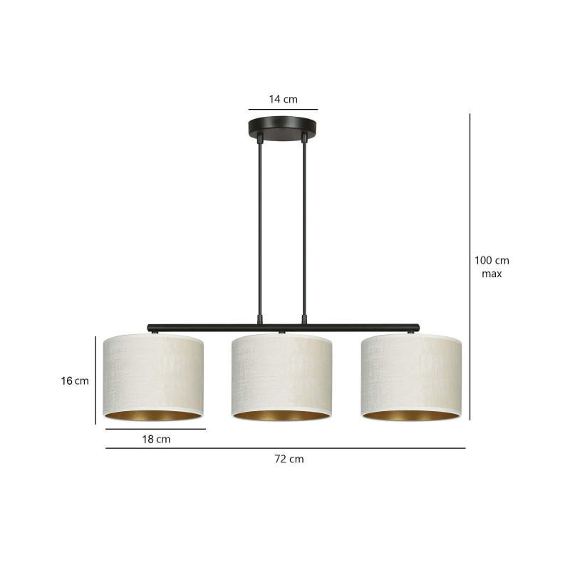 Suspension Design Hilde Métal 3 lampes Cylindres Blanches Style Moderne 