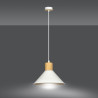 Suspension Design Rowen Métal / Bois une Lampe Evasé Blanc Style Scandinave 