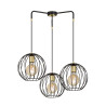 Suspension Design Albio Métal  3 lampes Rondes Cages Noires Style Moderne 