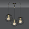 Suspension Design Albio Métal  3 lampes Rondes Cages Noires Style Moderne 