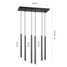 Plafonnier Design  Selter Métal 6 lampes Tubes Noires Style Minimaliste 