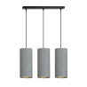 Suspension Design Bente Tissu 3 lampes Tubes Grises Style Vintage 