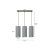 Suspension Design Bente Tissu 3 lampes Tubes Grises Style Vintage 