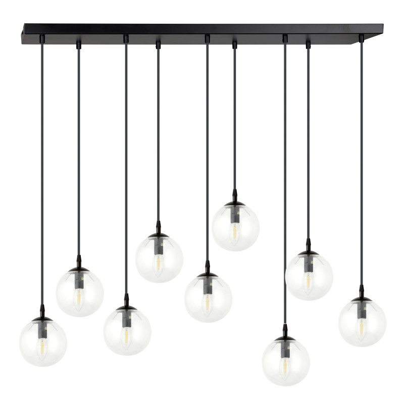 Suspension Design  Cosmo Métal 9 lampes Boules Transparentes Style Chic 