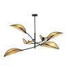 Plafonnier Design Lotus Métal 6 lampes Feuilles Marrons Style Ethnique 