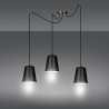 Suspension Design Link Métal  3 lampes Cloches Noires et Blanches Style Industriel 