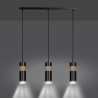 Suspension Design Akari Métal et Bois 3 lampes Tubes Noires Style Moderne 