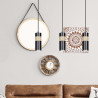 Suspension Design Akari Métal et Bois 3 lampes Tubes Noires Style Moderne 