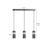 Suspension Design Akari Métal et Bois 3 lampes Tubes Noires Style Moderne 