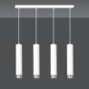 Suspension Design  Kibo Métal 4 lampes Tubes Blanches et CHROME Style Moderne 