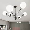 Plafonnier Design Hunter Métal 6 lampes Boules Blanches Style Chic 