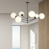 Plafonnier Design Hunter Métal 6 lampes Boules Blanches Style Chic 