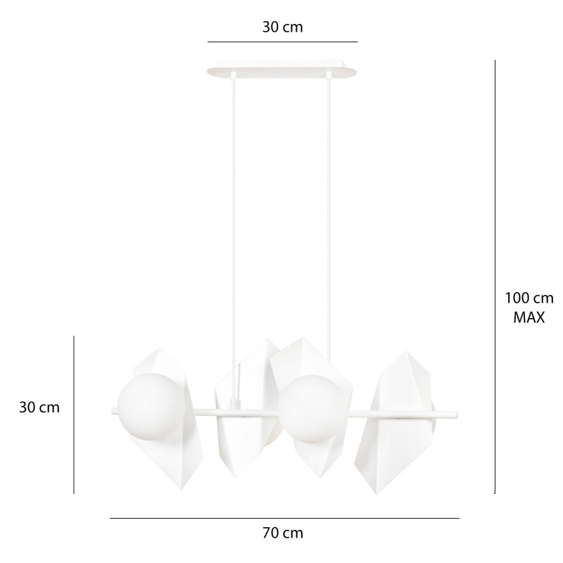 Suspension Design  Drifton Métal 4 lampes Boules Géométriques Blanches Style Moderne 