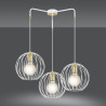 Suspension Design Albio Métal  3 lampes Rondes Cages Blanches Style Moderne 