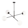 Suspension Design Linear Métal et Verre 4 lampes Boules Blanches Style Chic 