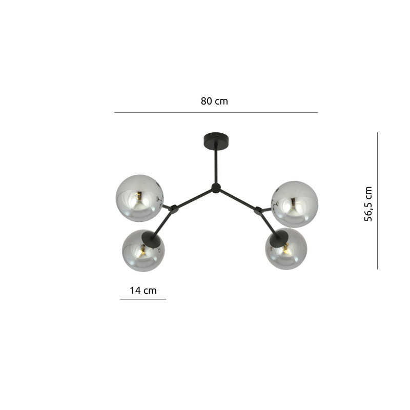 Plafonnier Design Space Métal 4 lampes Boules Destrucutré Argentées Style Chic 