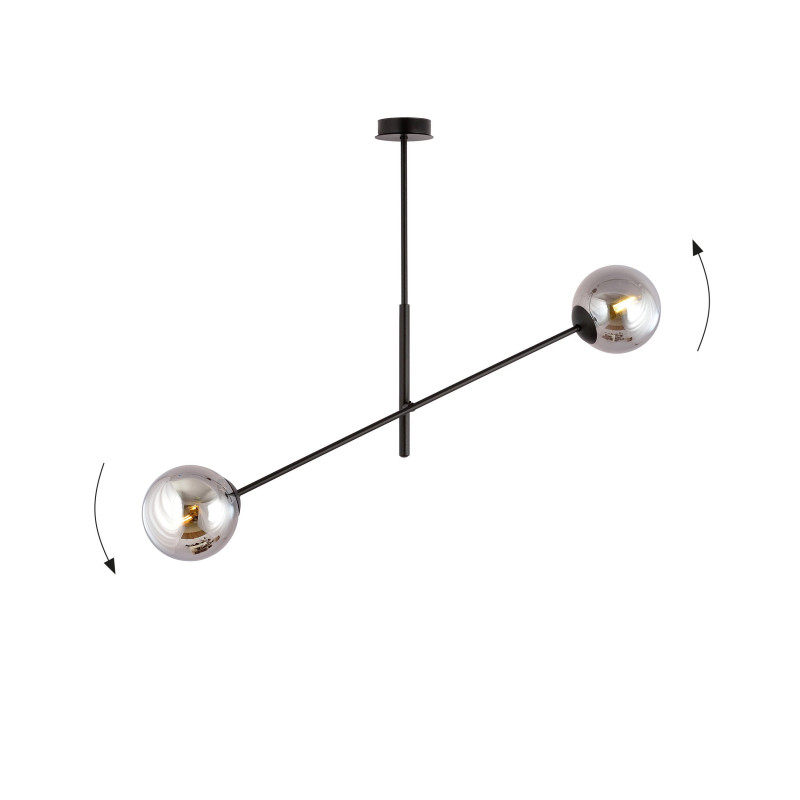 Suspension Design Linear Métal et Verre 2 lampes Boules Argentées Style Chic 