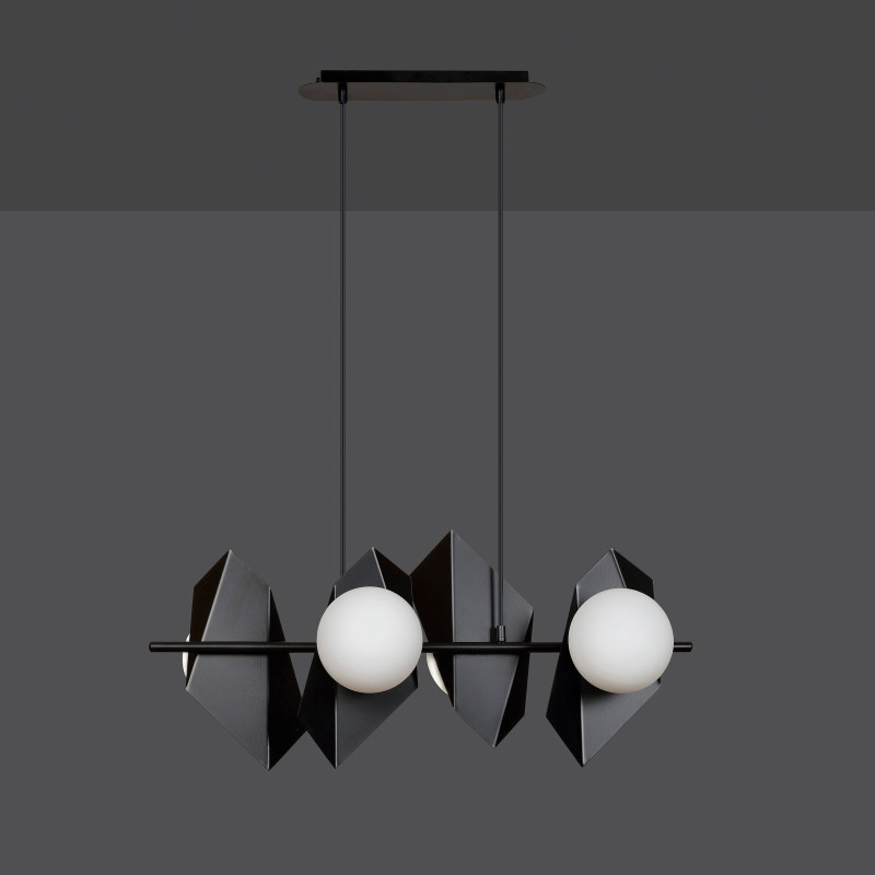 Suspension Design  Drifton Métal 4 lampes Boules Géométriques Blanches Style Moderne 