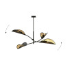 Plafonnier Design Lotus Métal 4 lampes Feuilles Noires et Dorées Style Ethnique 