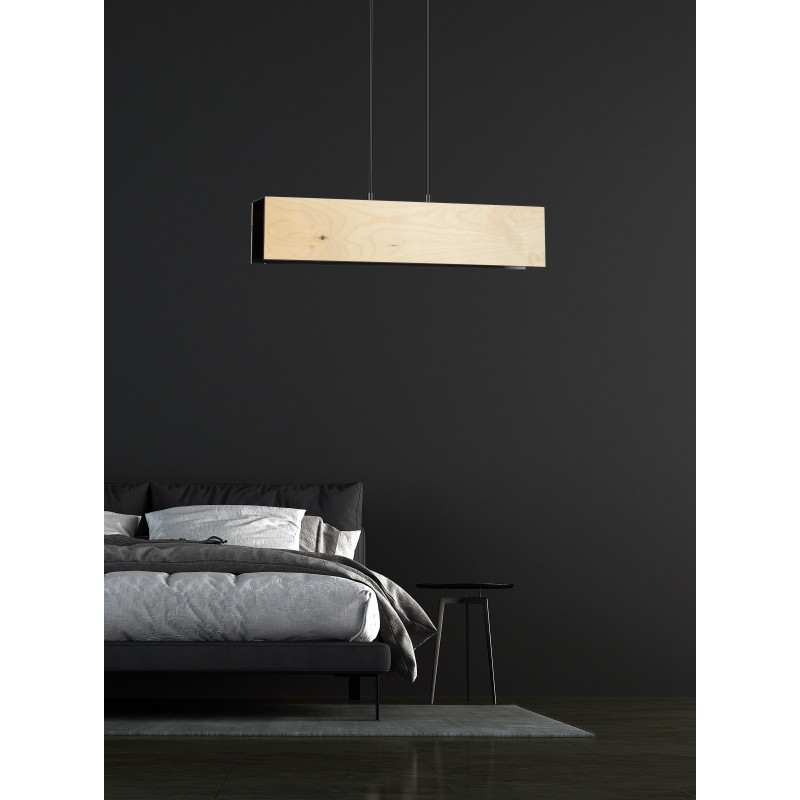 Suspension Design Carlo Métal et Contreplaqué 2 lampes Rectangles Noires Style Scandinave 