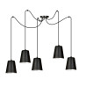 Suspension Design Link Métal  5 lampes Cloches Noires et Blanches Style Industriel 