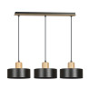 Suspension Design  Torin Métal et Bois 3 lampes Cylindres Noires Style Minimaliste 