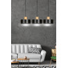 Suspension Design  Torin Métal et Bois 3 lampes Cylindres Noires Style Minimaliste 