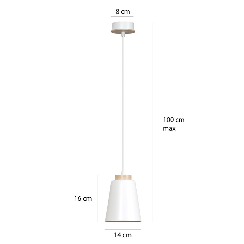 Suspension Design Bolero Métal et Bois une Lampe Blanc Style Moderne 