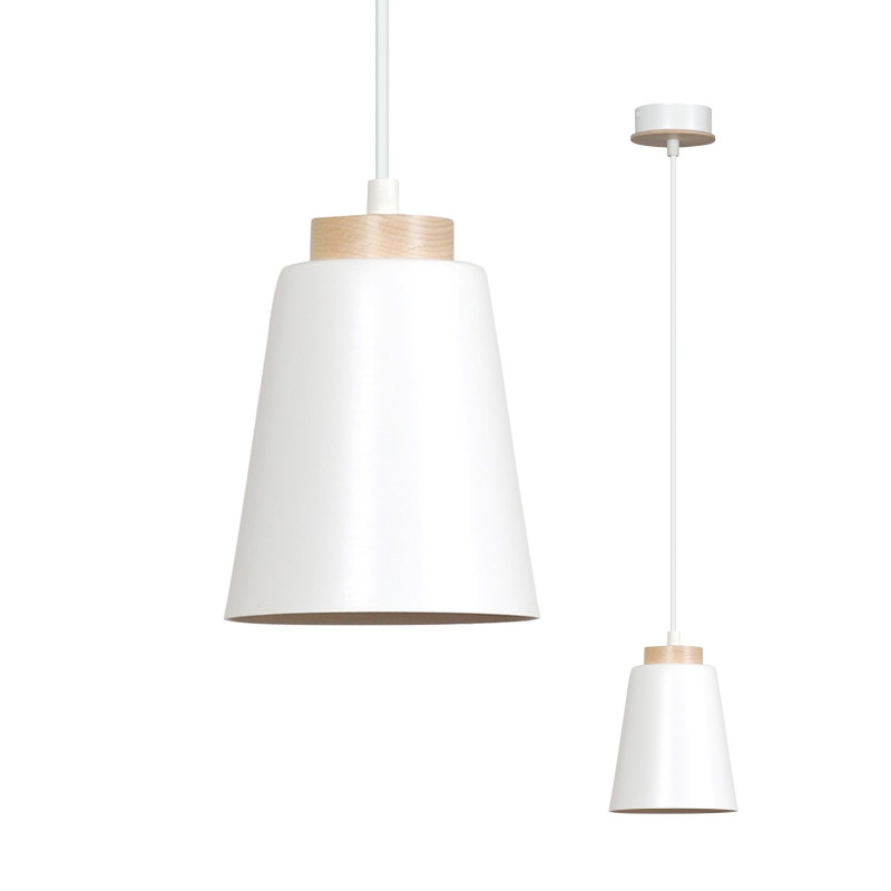 Suspension Design Bolero Métal et Bois une Lampe Blanc Style Moderne 