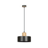 Suspension Design Torin Métal/Bois une Lampe Cylindre Noire Style Minimaliste 