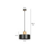 Suspension Design Torin Métal/Bois une Lampe Cylindre Noire Style Minimaliste 