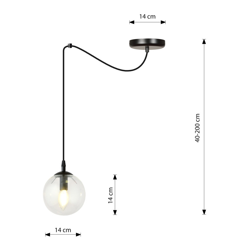 Suspension Design Gigi Métal une Lampe Boule Transparente Style Chic 