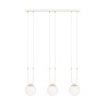 Suspension Design Glam Métal 3 lampes Boules Filiformes Blanches Style Chic 