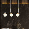 Suspension Design Glam Métal 3 lampes Boules Filiformes Blanches Style Chic 