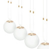 Suspension Design Glam Métal 3 lampes Boules Filiformes Blanches Style Chic 