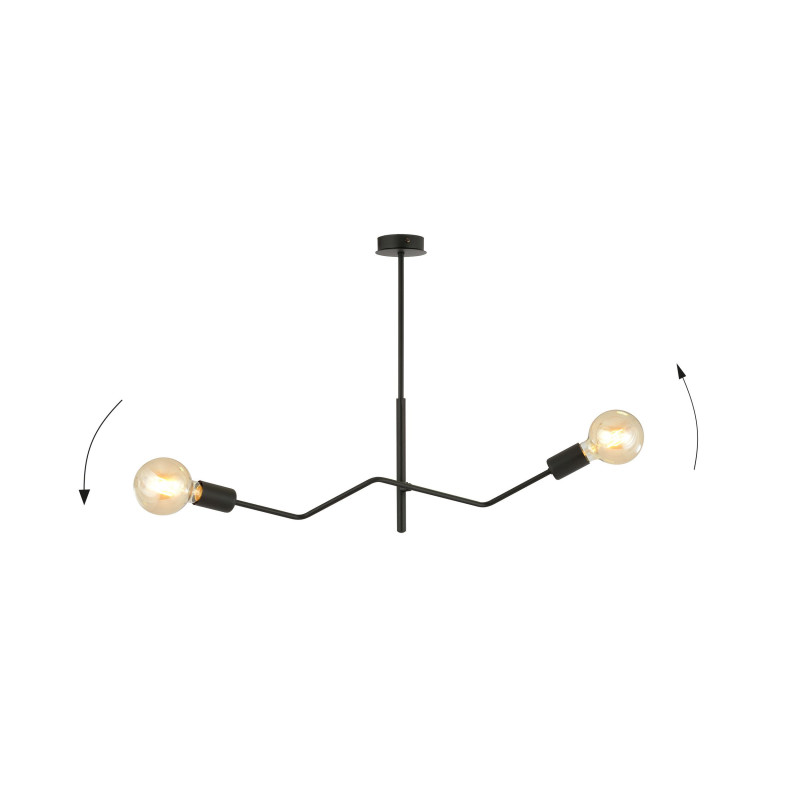 Plafonnier Design Frix Métal 2 lampes Déportées Noires Style Moderne 