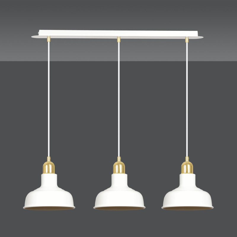 Suspension Design  Ibor Métal 3 lampes Coupoles Filiformes Blanches Style Moderne 