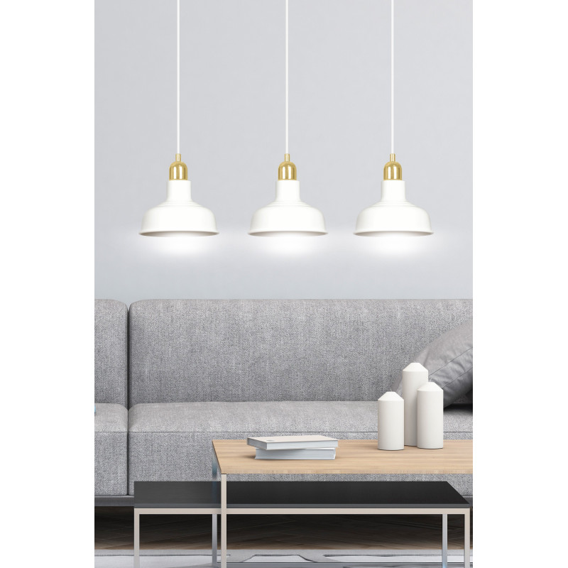 Suspension Design  Ibor Métal 3 lampes Coupoles Filiformes Blanches Style Moderne 