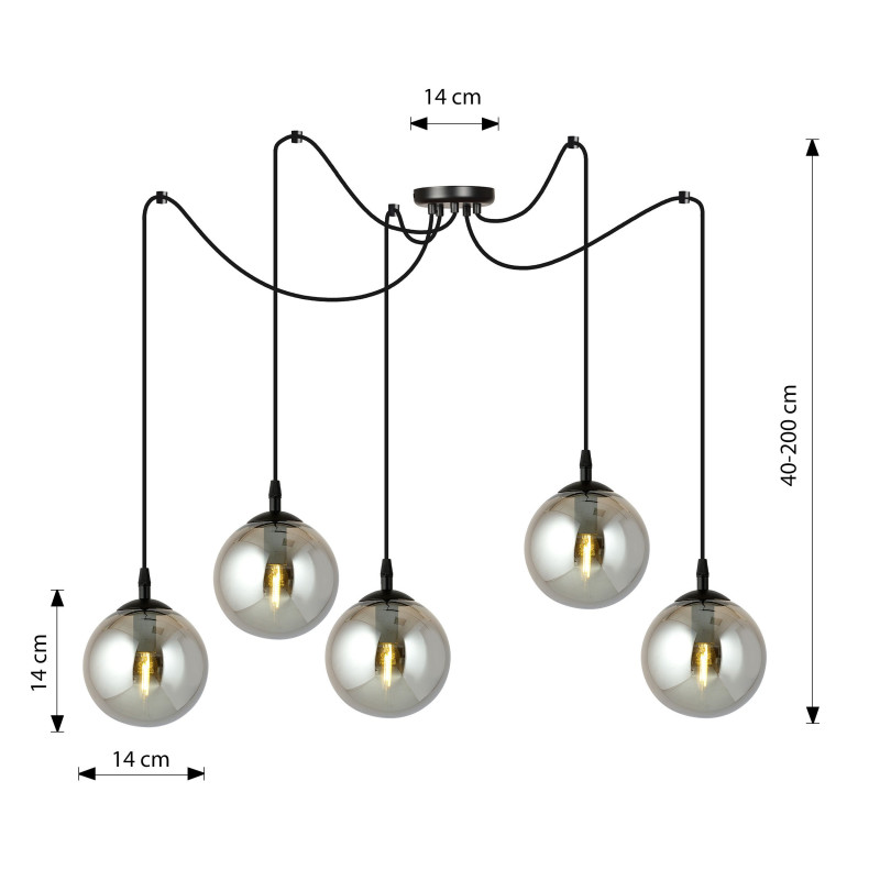 Suspension Design  Gigi Métal 5 lampes Boules Argentées Style Chic 