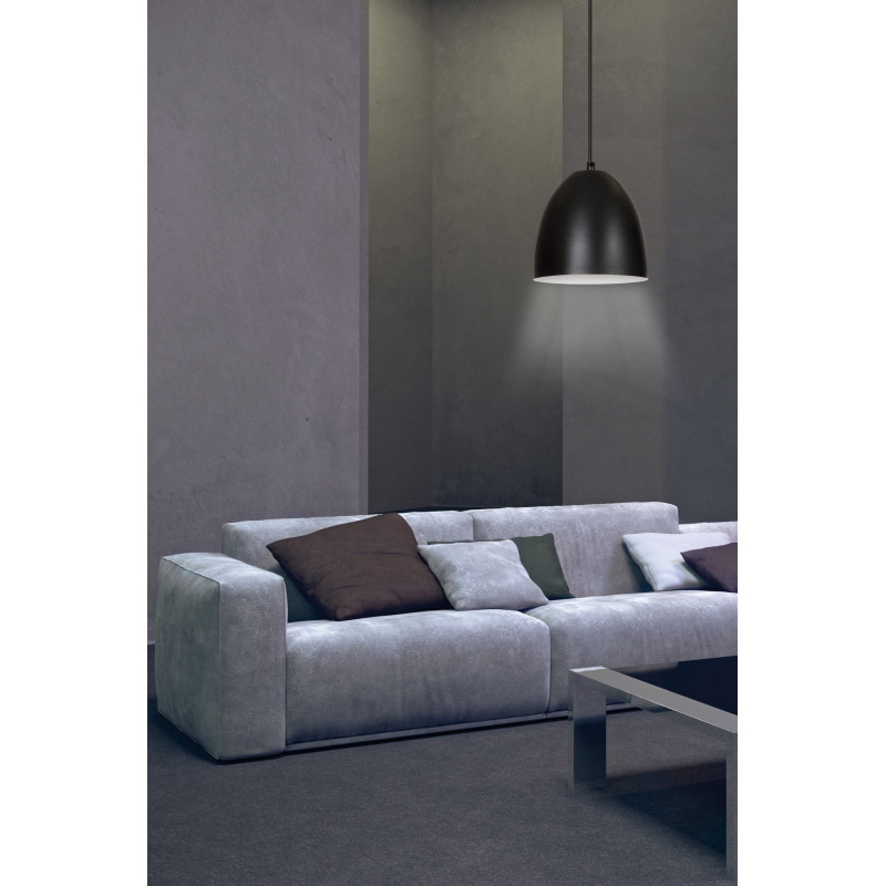 Suspension Design Ystad Métal une Lampe Cloche Noire et Blanche Style Moderne