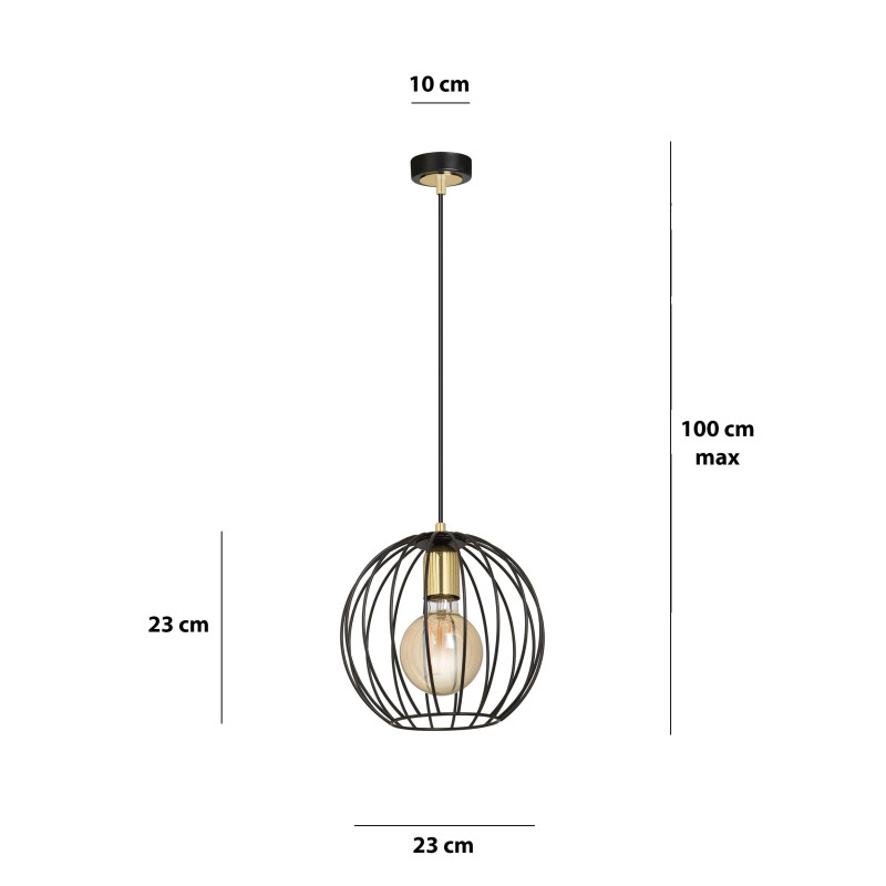 Suspension Design Albio Métal une Lampe Rond Cage Noire Style Moderne 